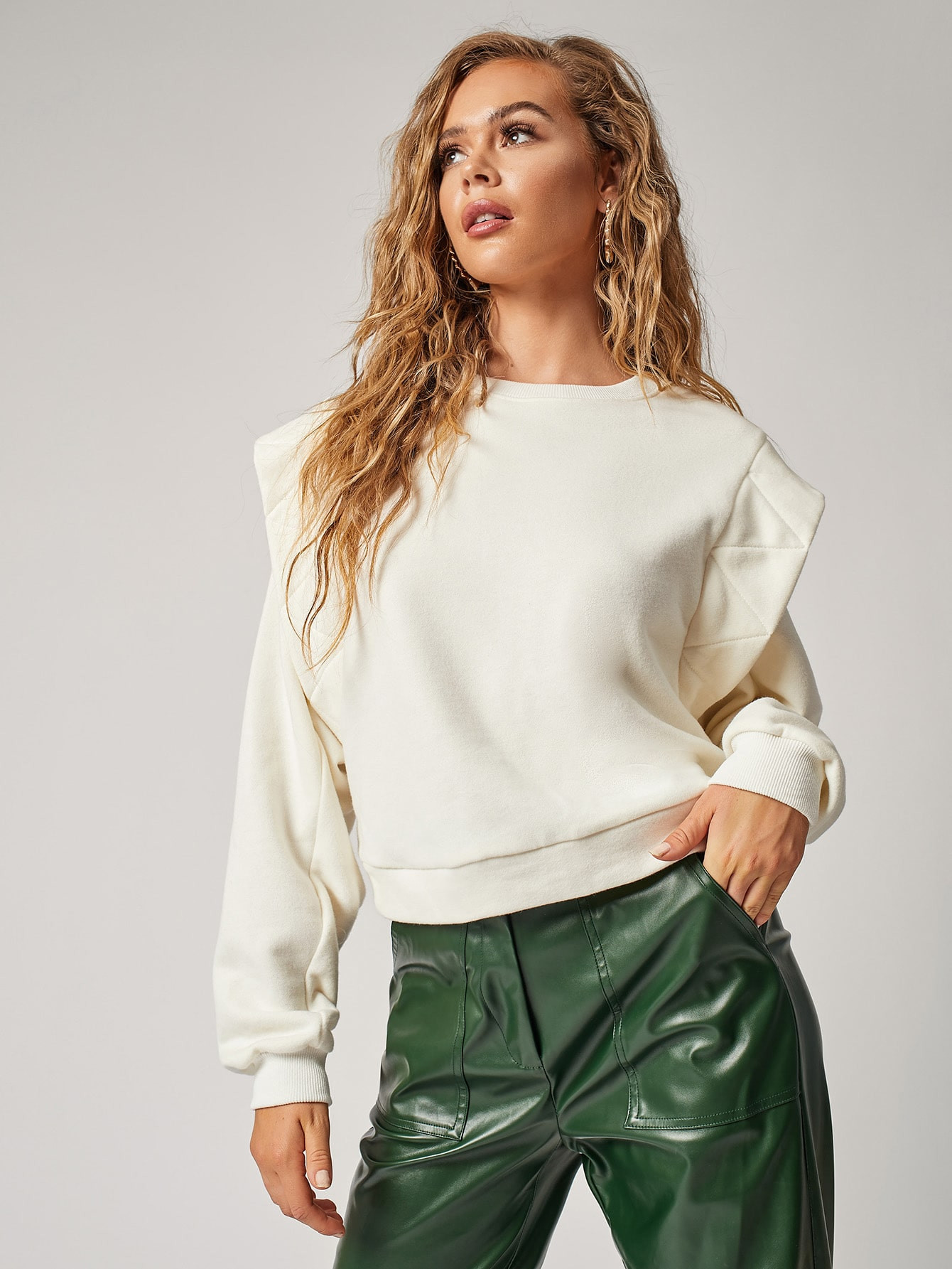 SHEIN Pullover de cuello redondo unicolor | SHEIN