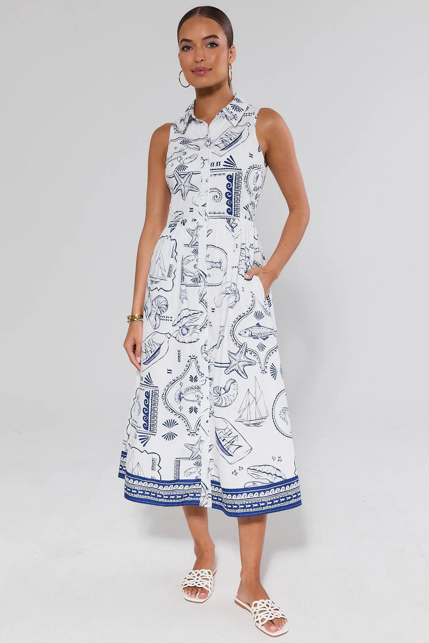 Kinsley White Printed Maxi Dress | Avara