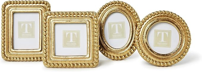 Two's Company Beaded Texture Gold Photo Frames, Resin, Set of 4 | Amazon (US)