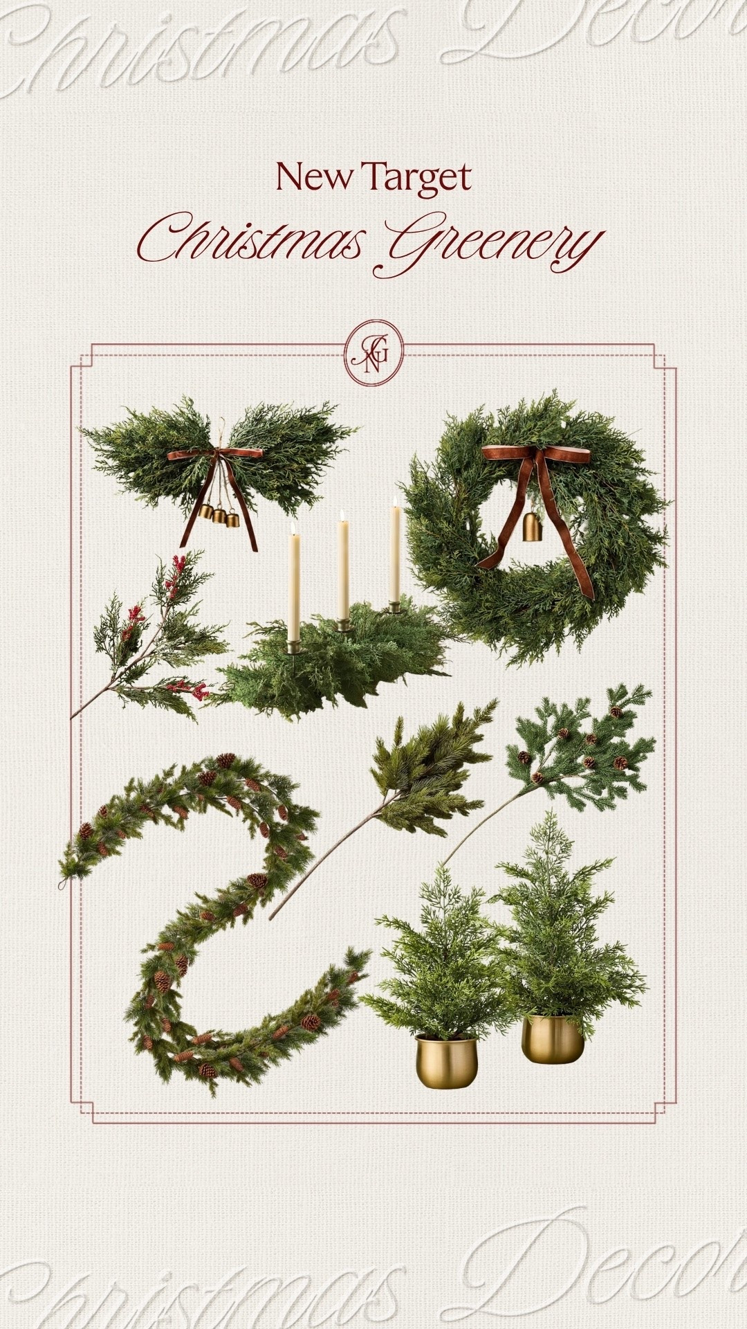 Lush greenery for an effortlessly elegant Christmas. 🌲 Wreaths, garlands and stems with velvet ribbon, golden bells and pinecone details. Beautiful layers for a classic holiday mantel, welcoming entryway or candlelit Christmas table.

#targetchristmas #christmasgreenery #christmaswreaths #christmasgarlands #holidaymantel #christmascenterpiece #fauxgreenery 
#hearthandhand #elegantchristmas #holidayhomedecor

#LTKSeasonal #LTKHome