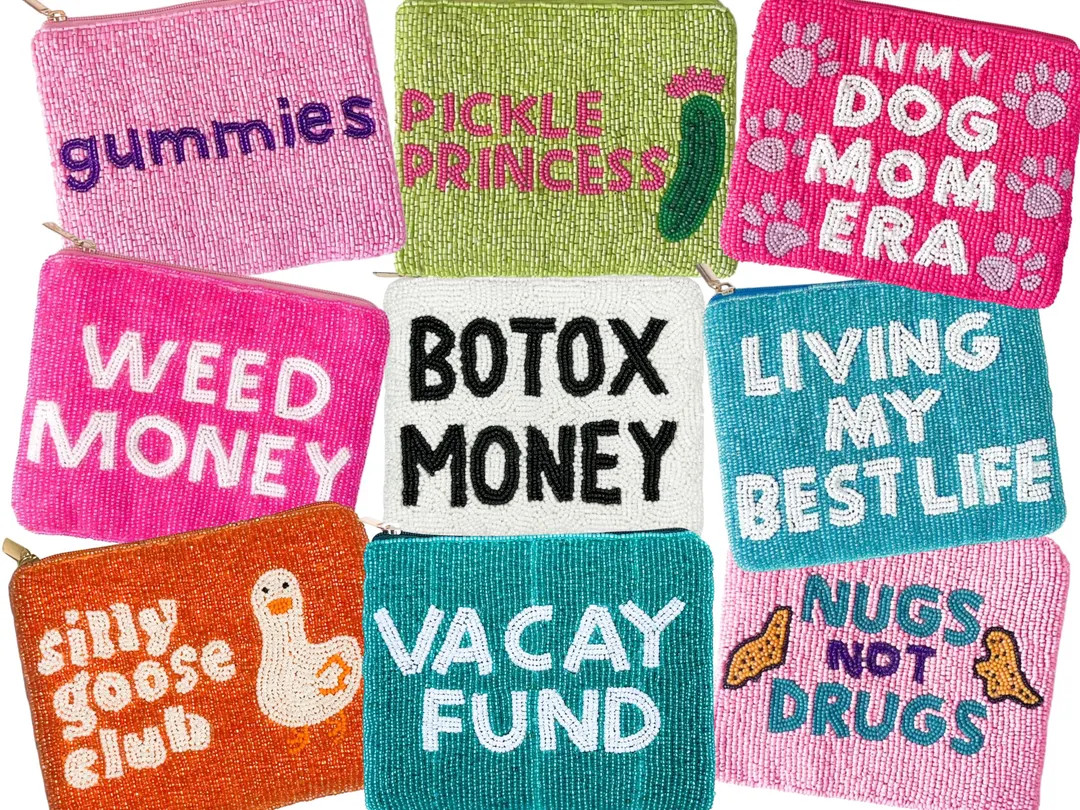 XL Handmade Beaded Coin Pouch, Bead Coin Purse, Funny Coin Purse, Weed Money, Botox Money, Britne... | Etsy (US)