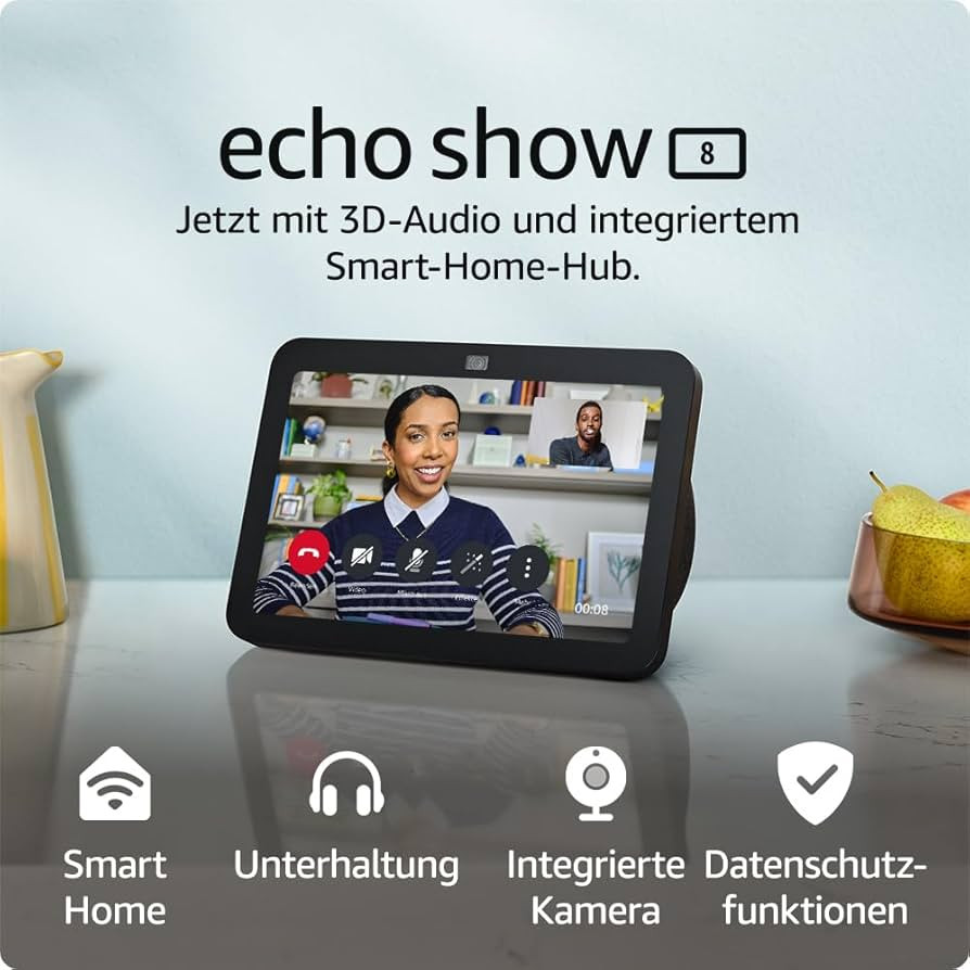 Echo Show 8 (Neueste Generation) | Smarter HD-Touchscreen mit 3D-Audio, Smart-Home-Hub und Alexa ... | Amazon (DE)