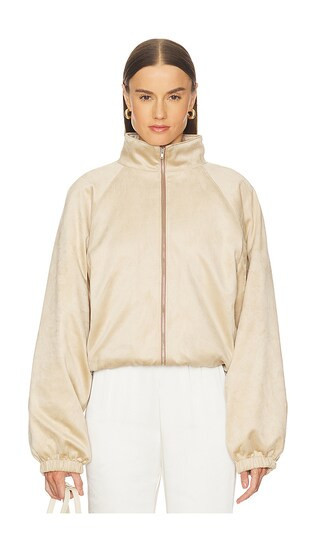 Lovers and Friends Cody Faux Suede Bomber in Tan. - size S | Revolve Clothing (Global)