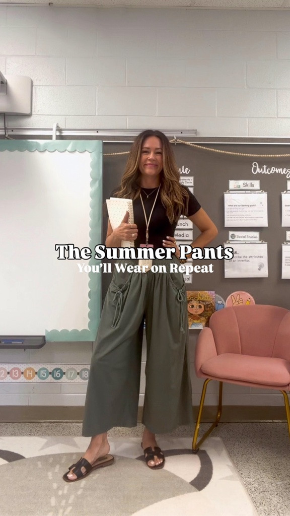 These might be the perfect summer pants! ☀️ 

Lightweight, breezy, and such a great look for less. I love them styled with a simple tee for an effortless casual teacher outfit or any summer day. 

For sizing: I'm 5'7", 145 lbs, a size 6, and wearing the Medium. They fit perfectly!

#LTKootd #LTKSeasonal #LTKOver40