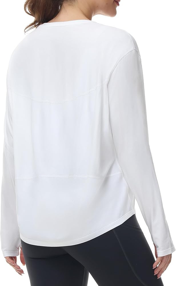 THE GYM PEOPLE Women's Long Sleeve Workout Shirts Back Loose Fit Running Tee Tops with Thumb Hole | Amazon (US)
