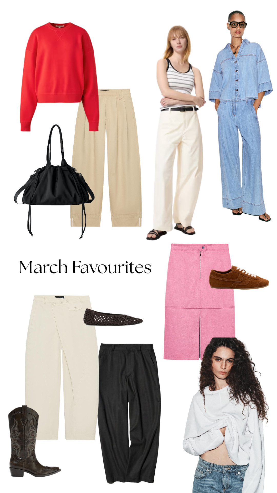 Shop my March bestsellers
Co-ord, denim shirt, spring outfit inspo, spring colours, red knit, pink mini skirt, mesh ballet flats, suede trainers, white tee 

 #LTKuk #LTKspring #LTKeurope
