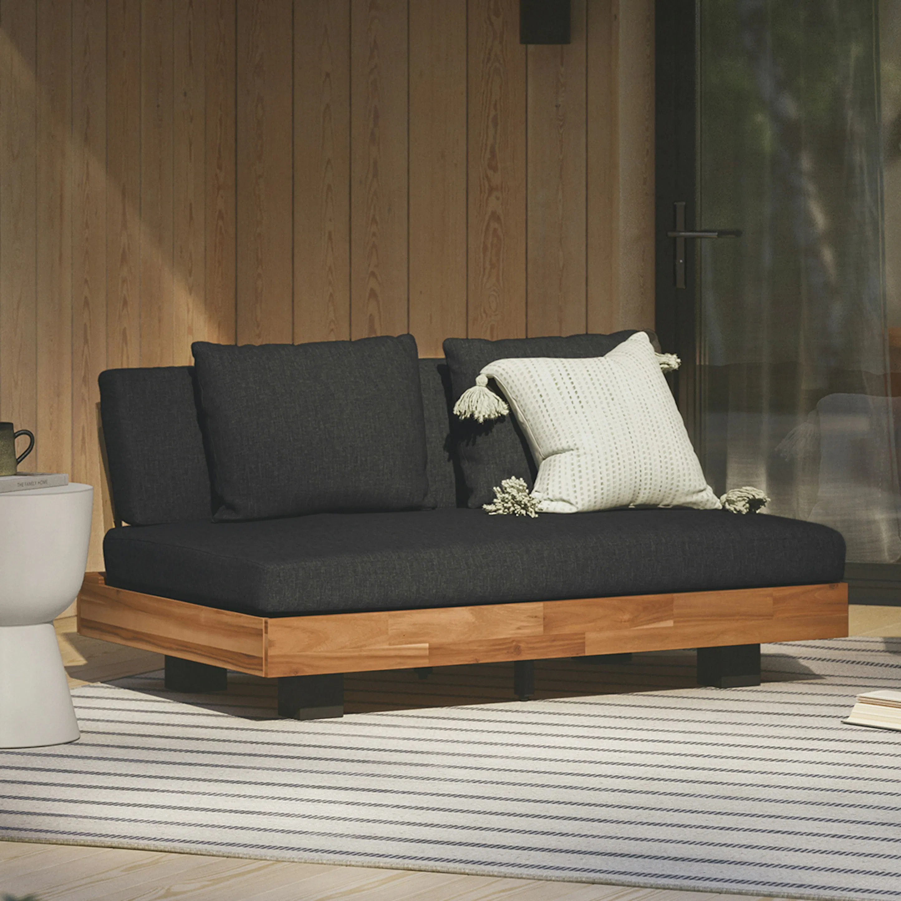 Lubek 50" Outdoor Low Loveseat - Slate Gray | Article