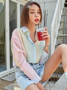 DAZY Ombre Button Through Drop Shoulder Shirt SKU: sw2203140251137254(100+ Reviews)$13.99$13.29Jo... | SHEIN