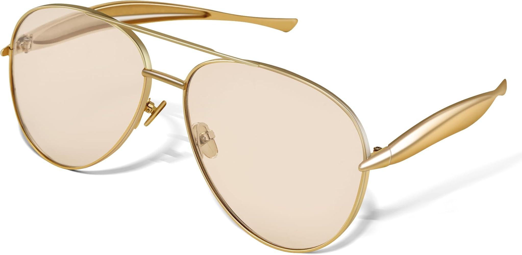 NULOOQ Oversized Gold Aviator Sunglasses for Women Men, Retro Metal Frame 70s Aviators Sun Glasse... | Amazon (US)