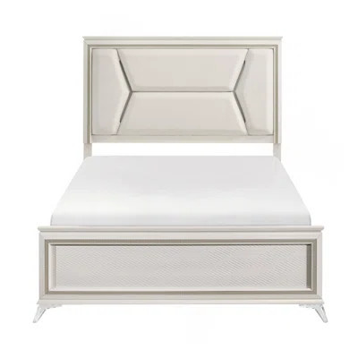 1Pc Modern Luxury Queen Bed Upholstered Headboard With LED Lighting Wooden Bedroom Furniture Antique White Finish | Wayfair North America