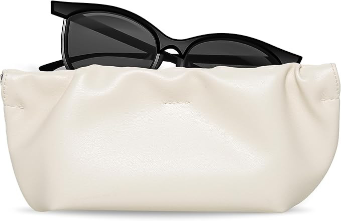 Squeeze Top Sunglass Pouch - Portable Sunglass Organizer Pouch Bags Soft PU Leather Glasses 2 Pac... | Amazon (US)