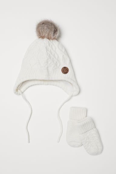 H & M - Hat and Mittens - White | H&M (US + CA)