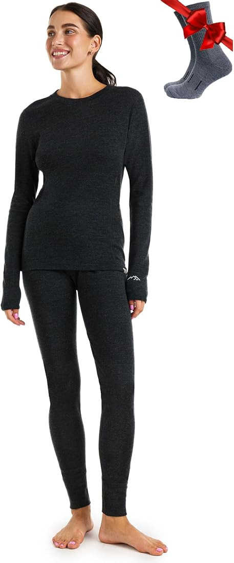 Merino.tech Merino Wool Base Layer Women Set - Lite, Midweight, Heavyweight Merino Thermal Underw... | Amazon (US)