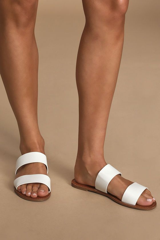 Time to Chill White Pebbled Slide Sandals | Lulus (US)