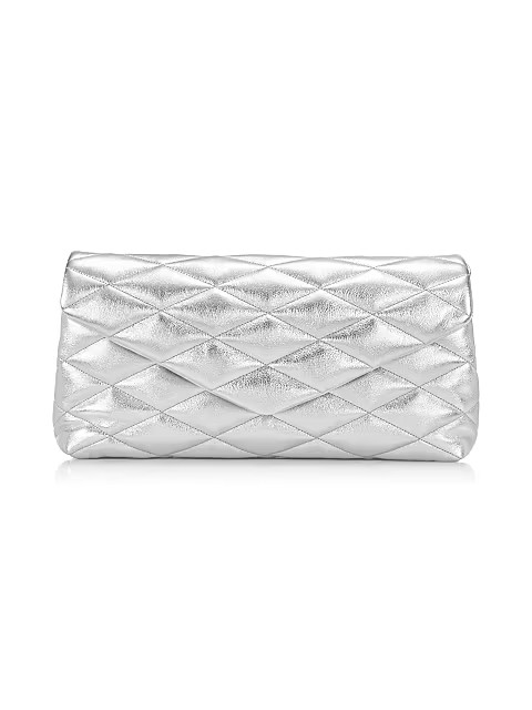 Large Quilted Metallic Leather Clutch | Saks Fifth Avenue