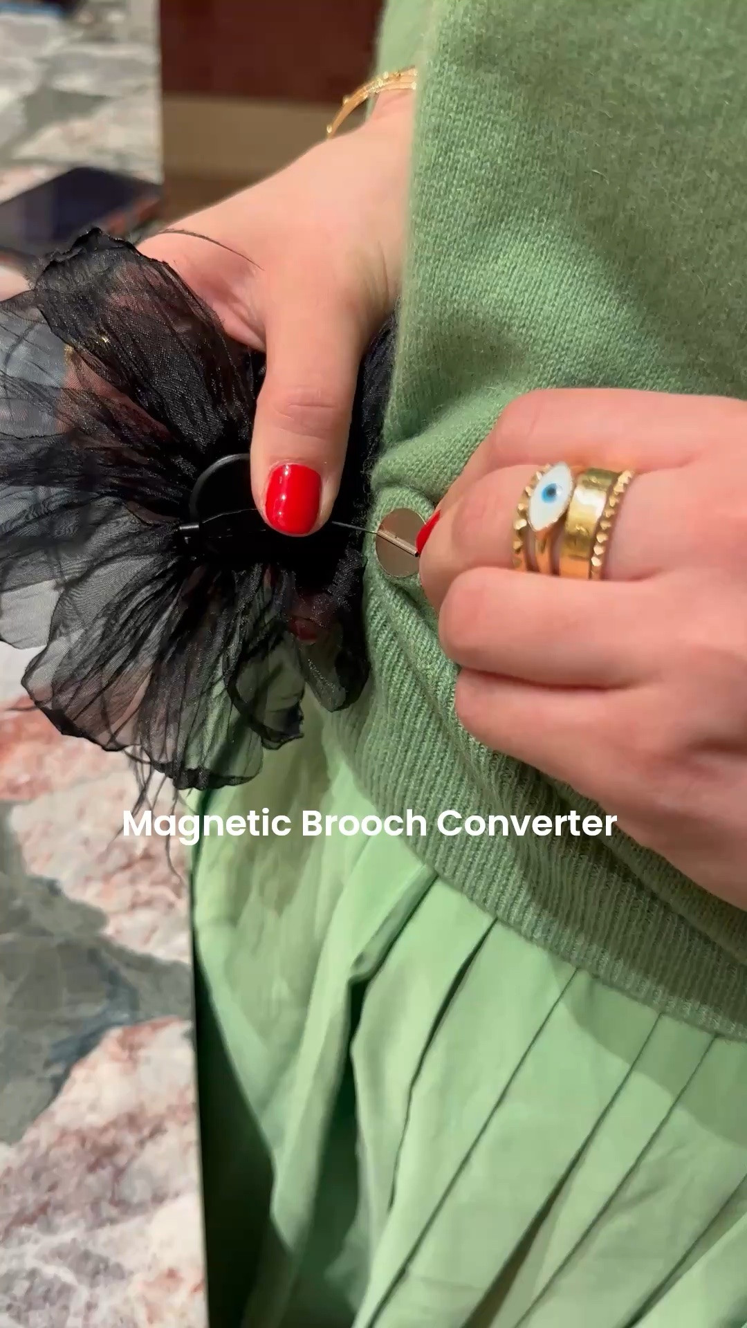 Magnetic Brooch pin converter 
No holes in clothes


#LTKWorkwear #LTKvlog #LTKWedding