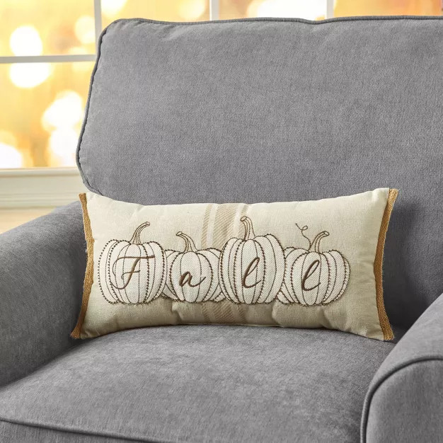 Lakeside Embroidered Fall Pumpkins Sentiment Decorative Accent Throw Pillow | Target