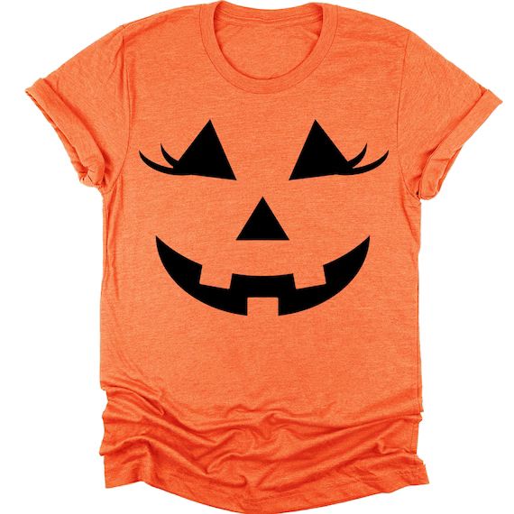 Halloween Shirt - Women's Jack O Lantern Pumpkin Face Eyelashes - Funny Ladies Halloween Costume ... | Etsy (US)