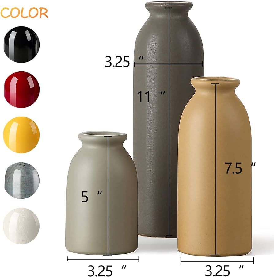 CWLWGO-Ceramic Matte Vase for Home Decor, Modern and Minimalist Decorative Vase Set. Farmhouse Li... | Amazon (US)