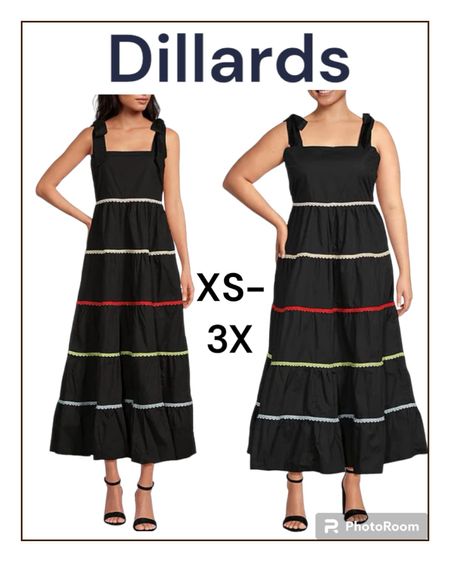Dillards dress in black
 XS to 3X. 

#dillards
#maxidress
#summerdress

#LTKstyletip