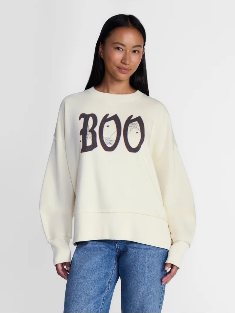 Women's Halloween Gothic Boo Graphic Fleece from Way to Celebrate, Sizes S-4X | Walmart (US)