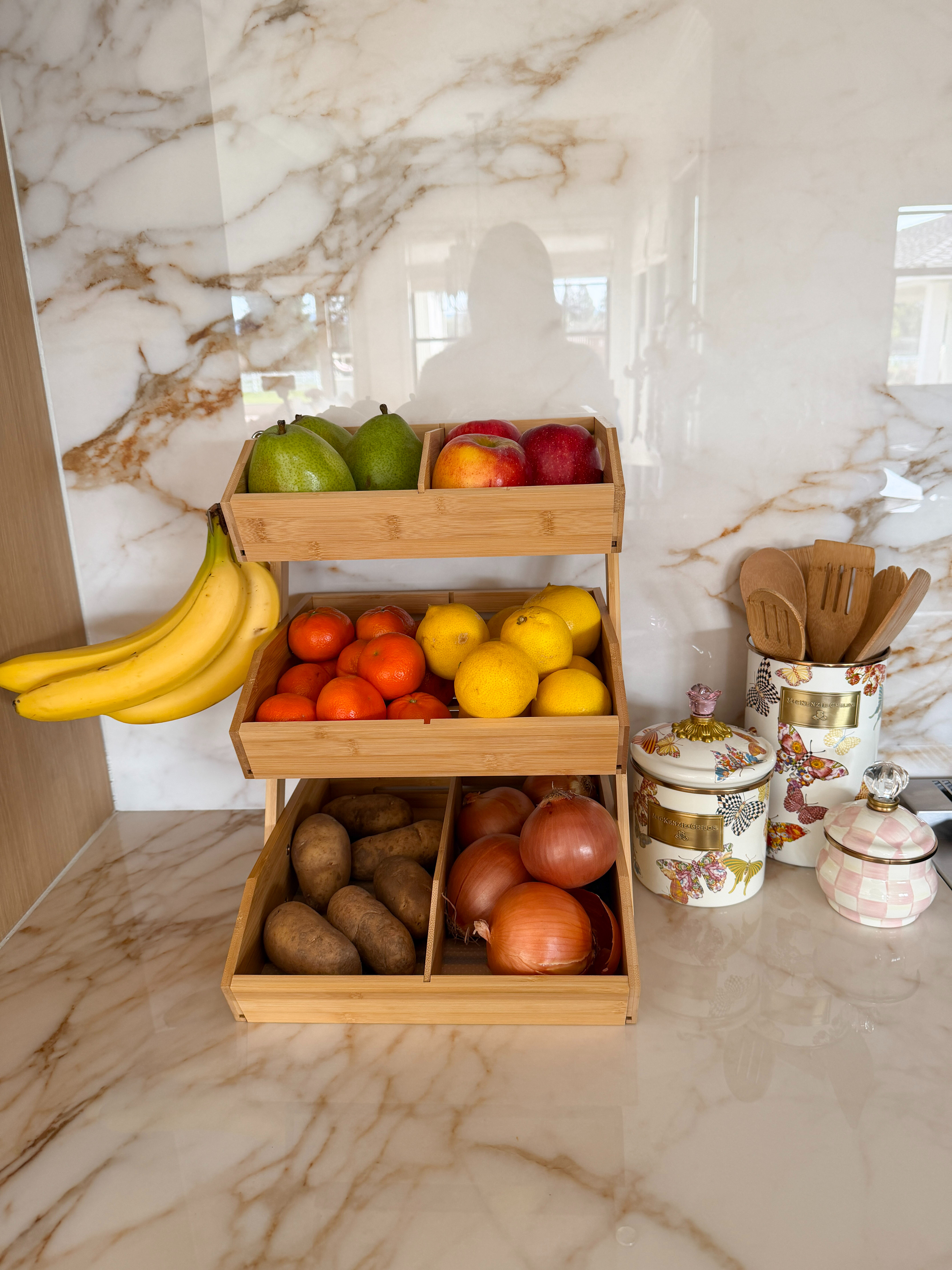 This multi-tiered fruit stand is a versatile and beautiful way to store and display fresh fruit on your kitchen counter, adding both organization and decoration to the space. It is a blend of form and function plus easy access and elevated style! 

 #LTKHome