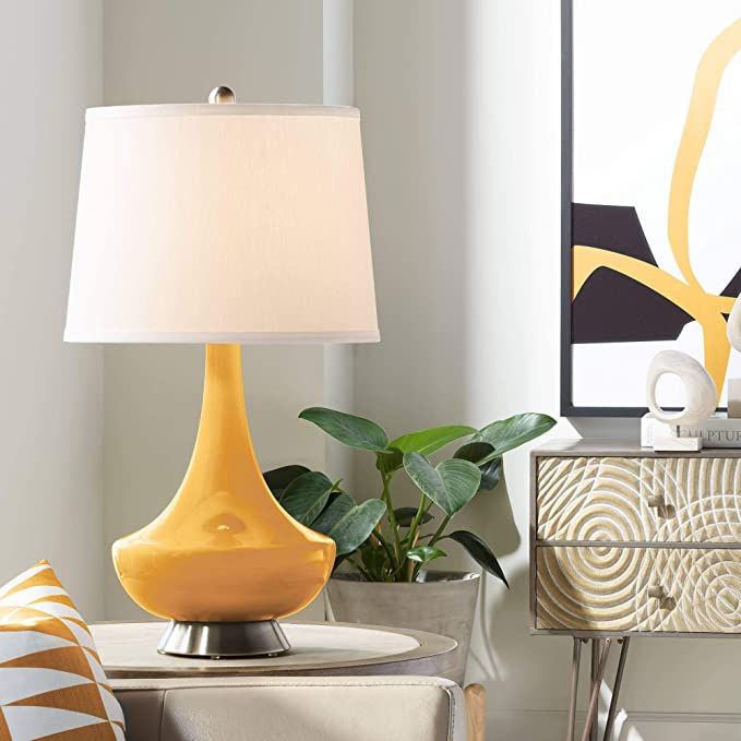 Color + Plus Marigold Yellow Gillan Glass Table Lamp | Amazon (US)