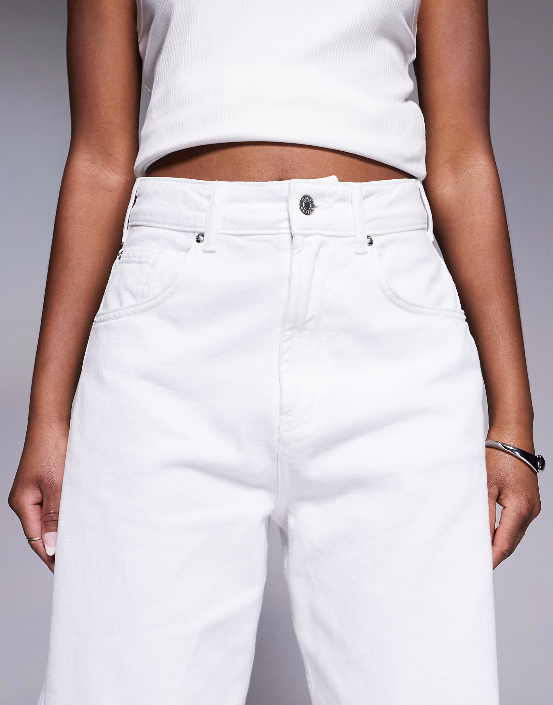 ASOS DESIGN high waisted barrel jean in white | ASOS | ASOS (Global)
