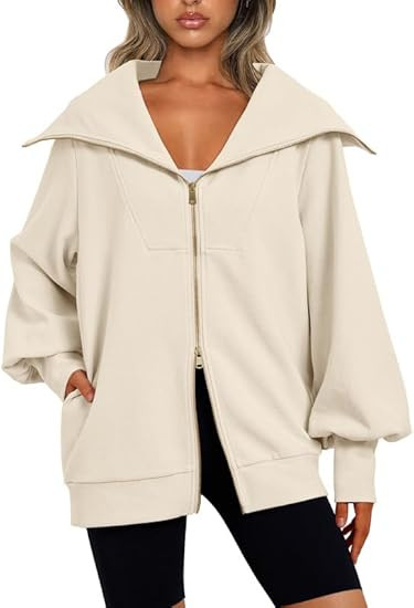 EFAN Womens Oversized Full Zip Up Sweatshirts Fall Jackets Outfits for Women Fashion 2023 Winter ... | Amazon (US)