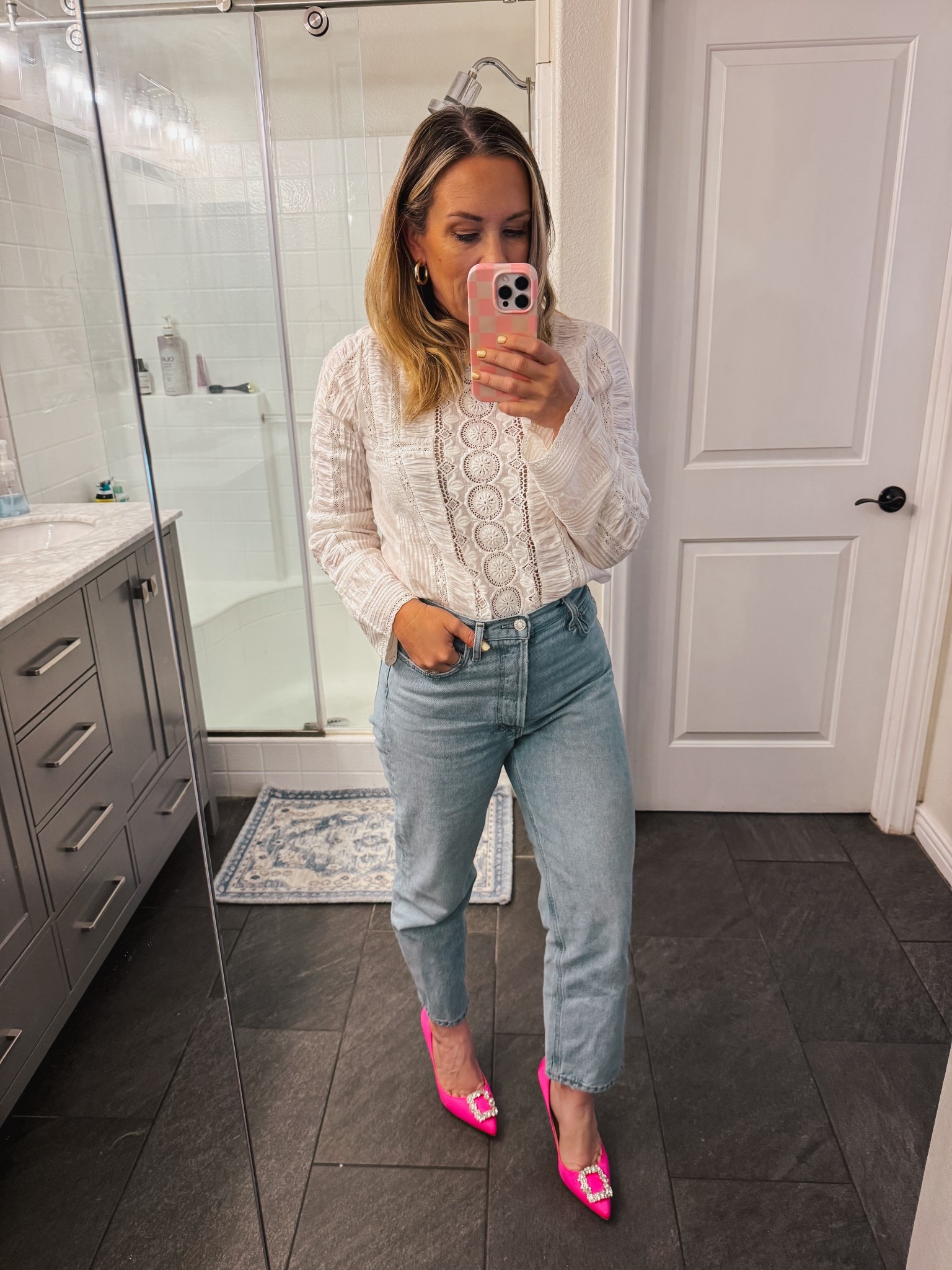 I love a pretty white blouse for spring and this one checks all my boxes.

It is European sizing but I went with a 38 and the fit is just right. 

These shoes run slightly narrow so I went up to a size 8.5

#LTKWorkwear