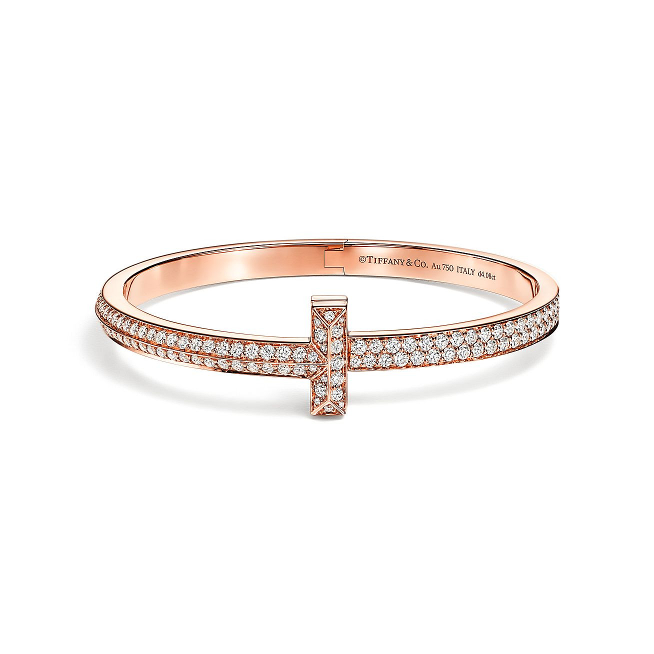 Tiffany T T1 wide diamond hinged bangle in 18k rose gold, medium. | Tiffany & Co. | Tiffany & Co. (UK)
