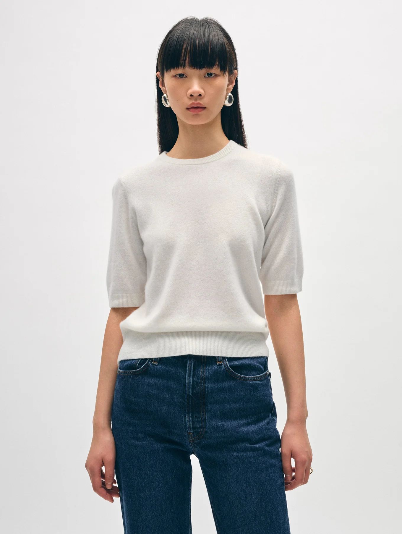 Essential Cashmere Tee | White and Warren