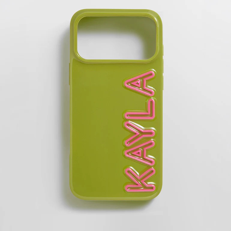 Fine Line Custom iPhone Case - Olive Green/Hot Pink | BaubleBar