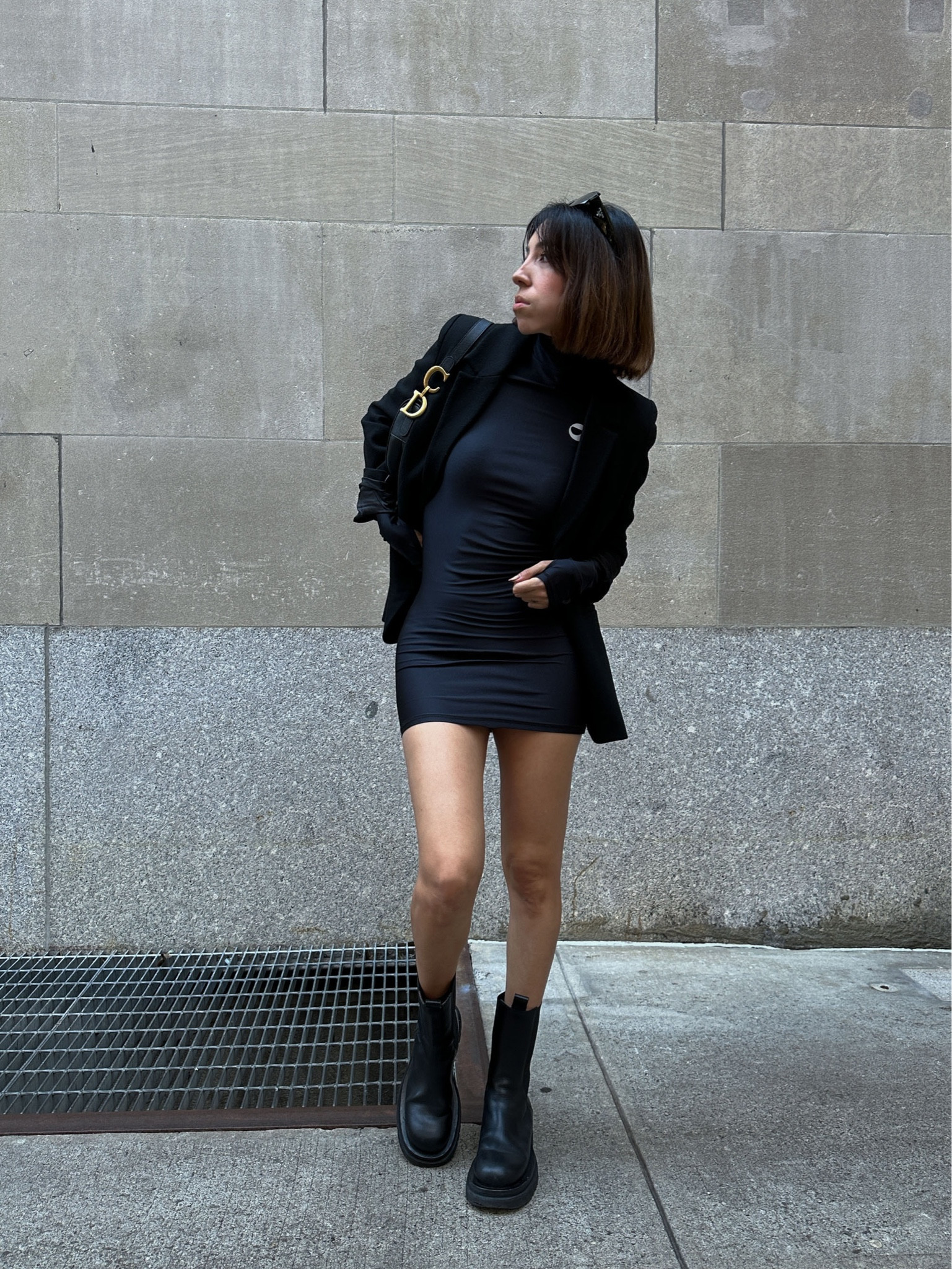 Feeling like a rockstar in my all black outfit 🖤

Paired a bodycon dress with a blazer and the bottega boots✨

#LTKitbag #LTKstyletip