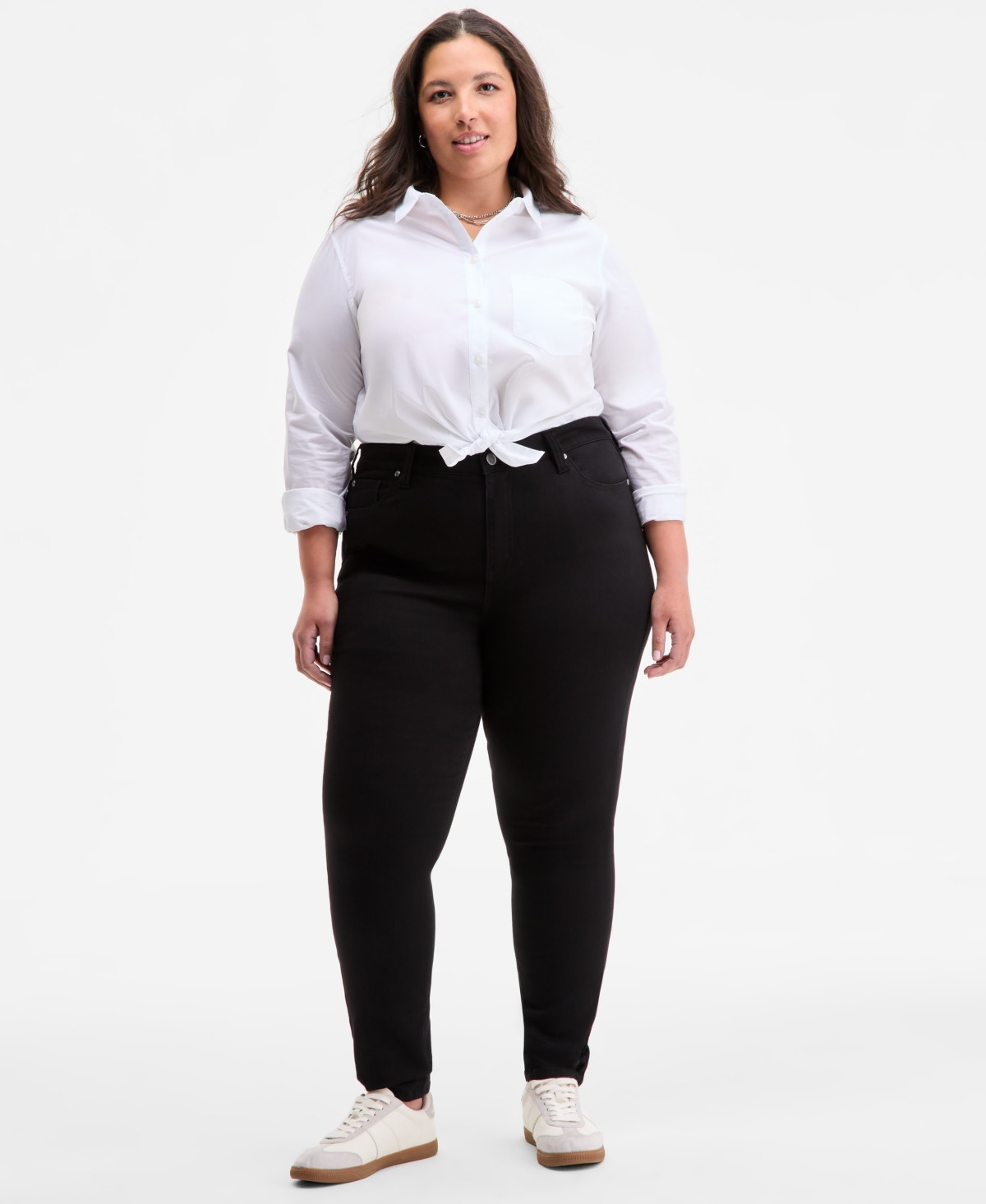 On 34th Trendy Plus Size Mid-Rise Skinny Jeans, Exclusively at Macy's - Black Rinse | Macy's