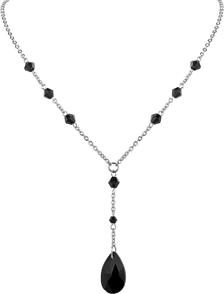 Sacina Gothic Y Necklace, Dainty Necklace, Teardrop Necklace, Bead Necklace, Gothic Necklace, Got... | Amazon (US)