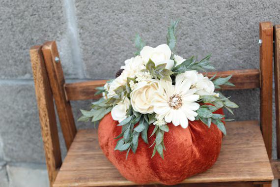 Orange Pumpkin Decor Pumpkin Centerpiece for Wedding Velvet - Etsy | Etsy (US)