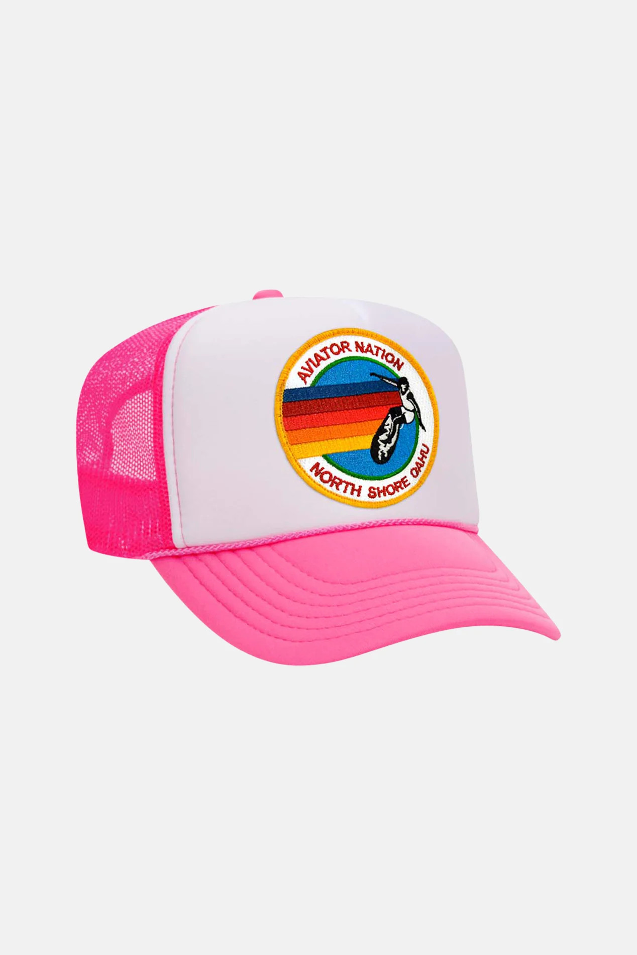 Signature Trucker Hat Neon Pink/White | Blue & Cream