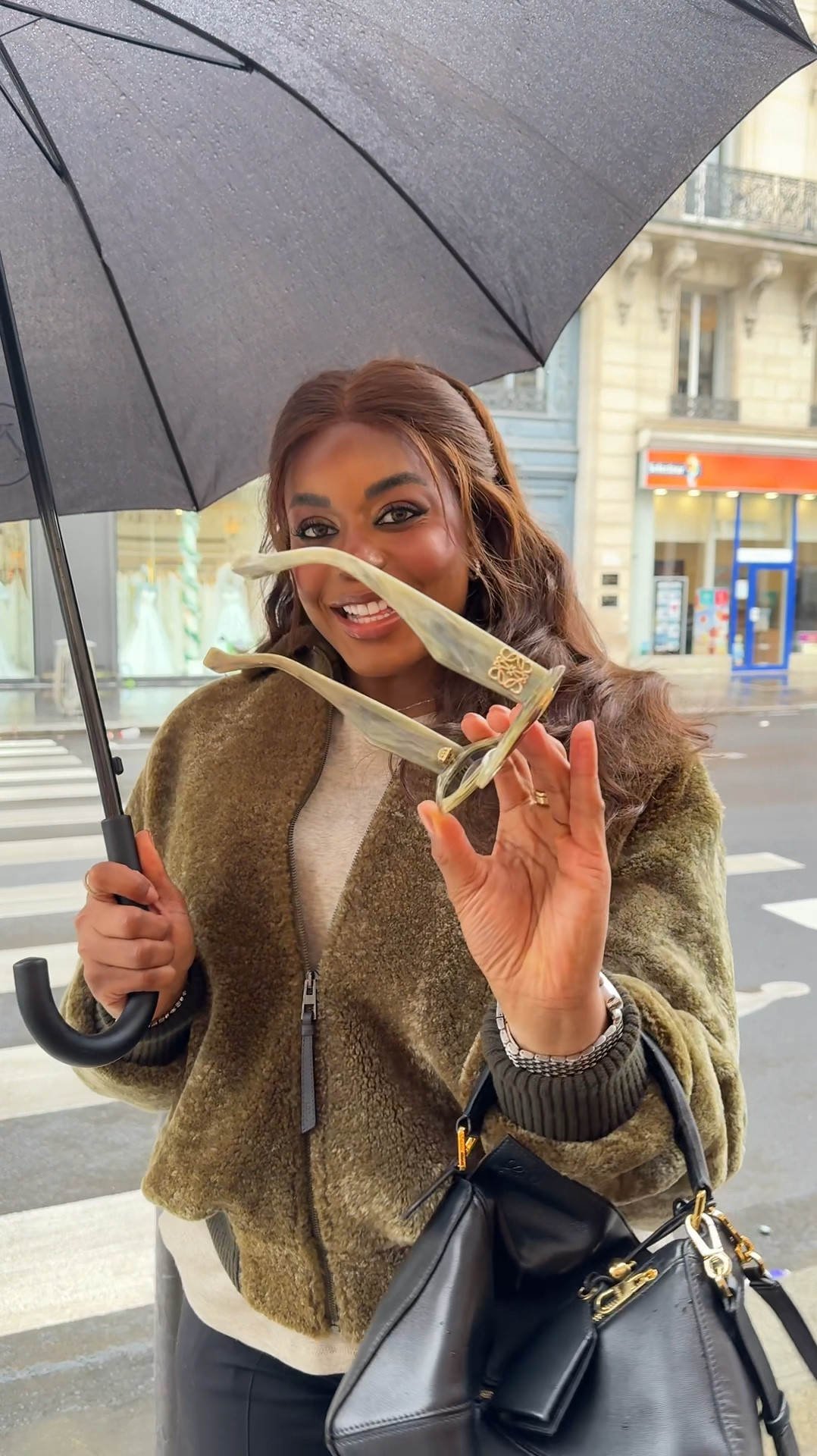 Spontaneous outfit of the day in Paris! Wearing head to toe Loewe for the FW25 presentation. Wearing a green faux fur coat, gray tee, cropped pants, black heels, oversized sunglasses, and puzzle bag. Linking this outfit below … For more links to ltk spring sale, coupon, wedding guest dress, offline by aerie cloud fleece oversized crewneck, st patricks dat outfit women, sisterstudio, ulta.com, easter dress, kathleen post, lexietucker, follow me on LTK! ✨

#LTKSeasonal #LTKWatchNow #LTKStyleTip