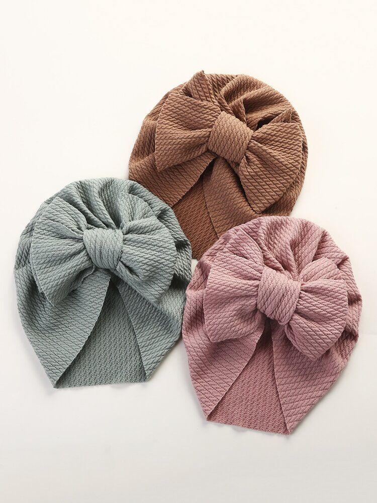 3pcs Baby Bow Knot Decor Hat | SHEIN