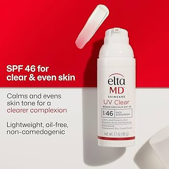 EltaMD UV Clear Face Sunscreen with Zinc Oxide, Oil-Free, SPF 46 and SPF 50 | Amazon (US)
