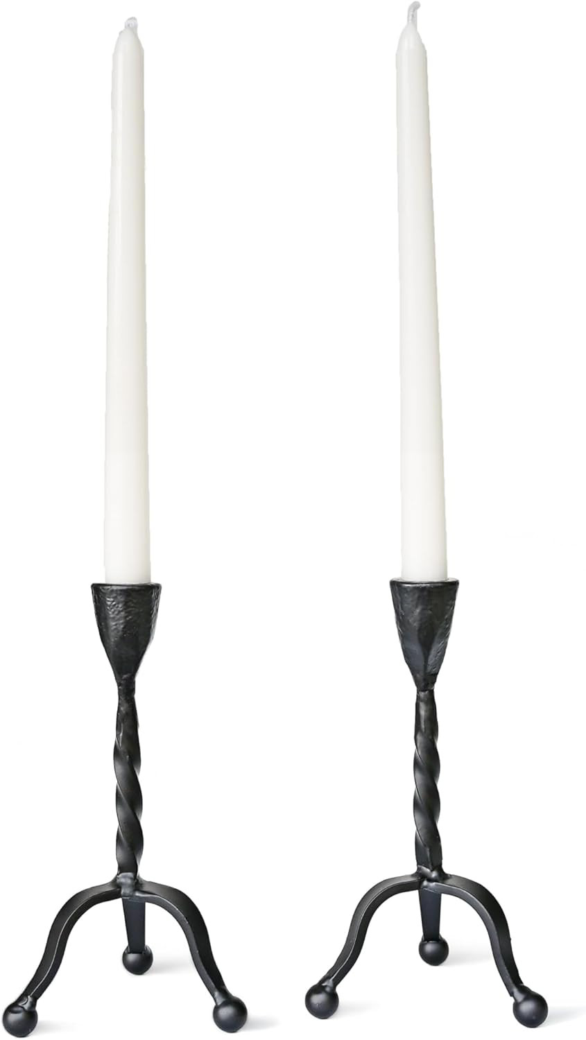 Black Taper Candle Holder Set of 2,Vintage Candle Sticks Holder Decor,Wrought Iron Candle Holder ... | Amazon (US)