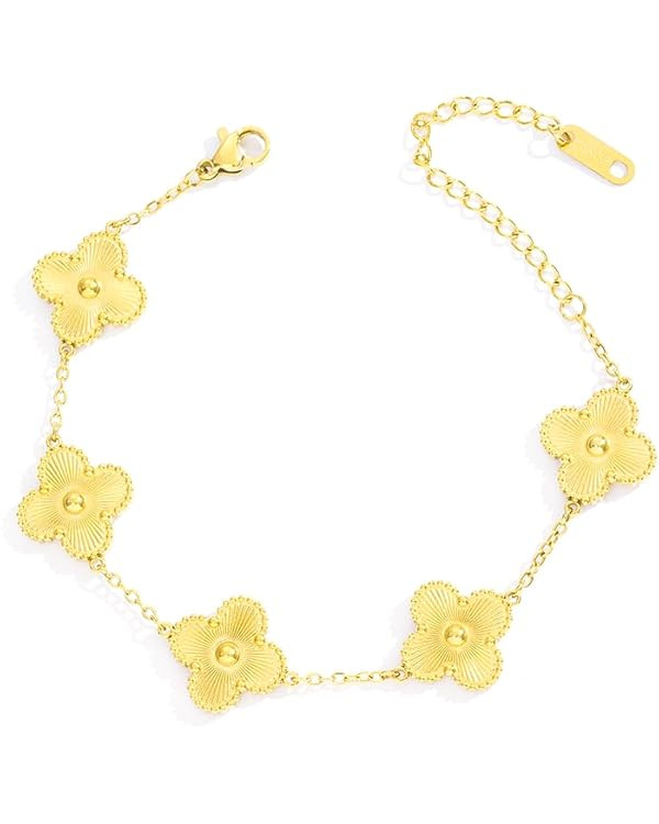 Luxury Bracelets for Women, 18K Gold Plated Clover Bracelet for Women Lucky Four Leaf Link Bracel... | Amazon (US)