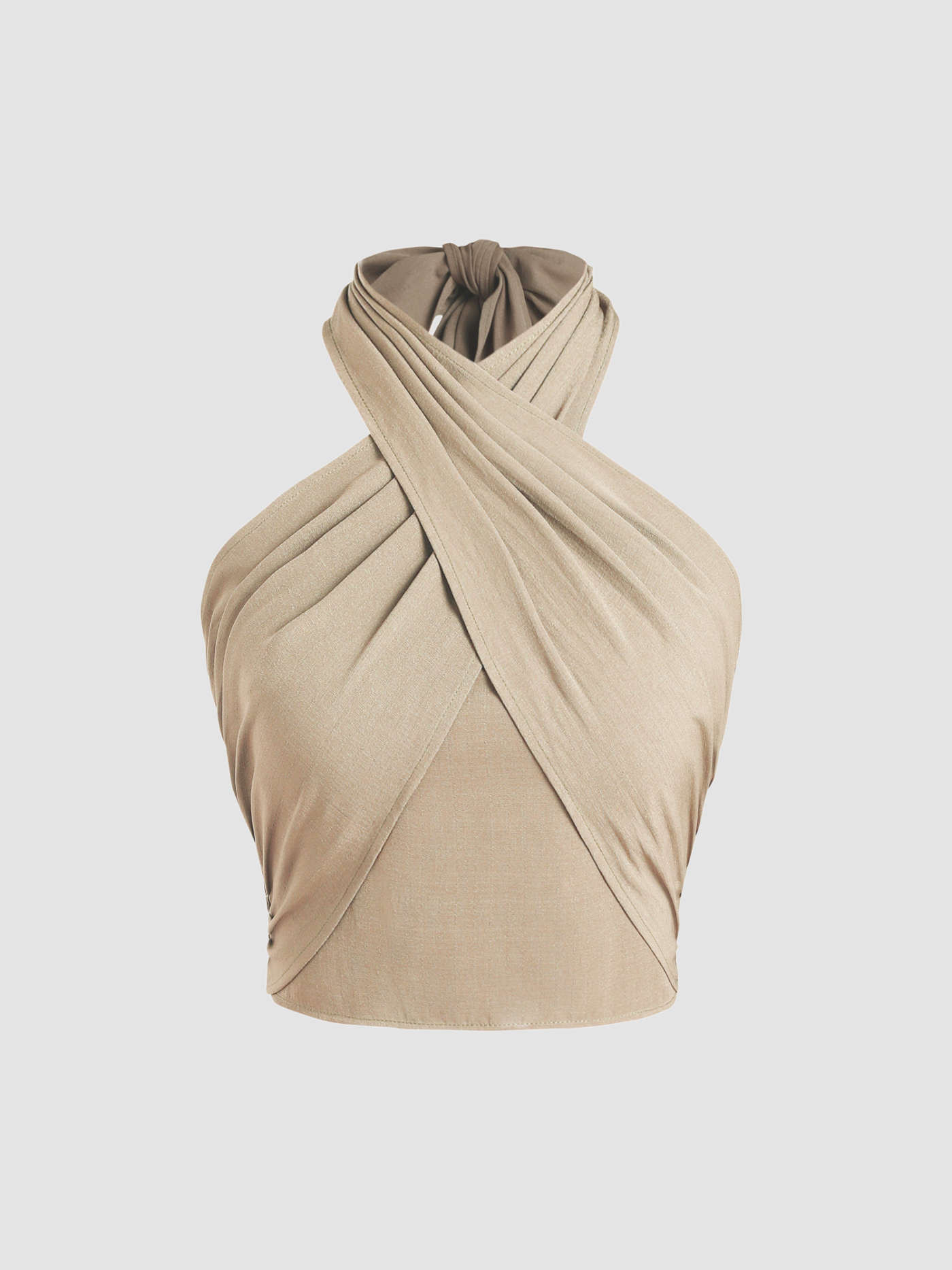 Cross Halter Shirred Back Crop Top | Cider