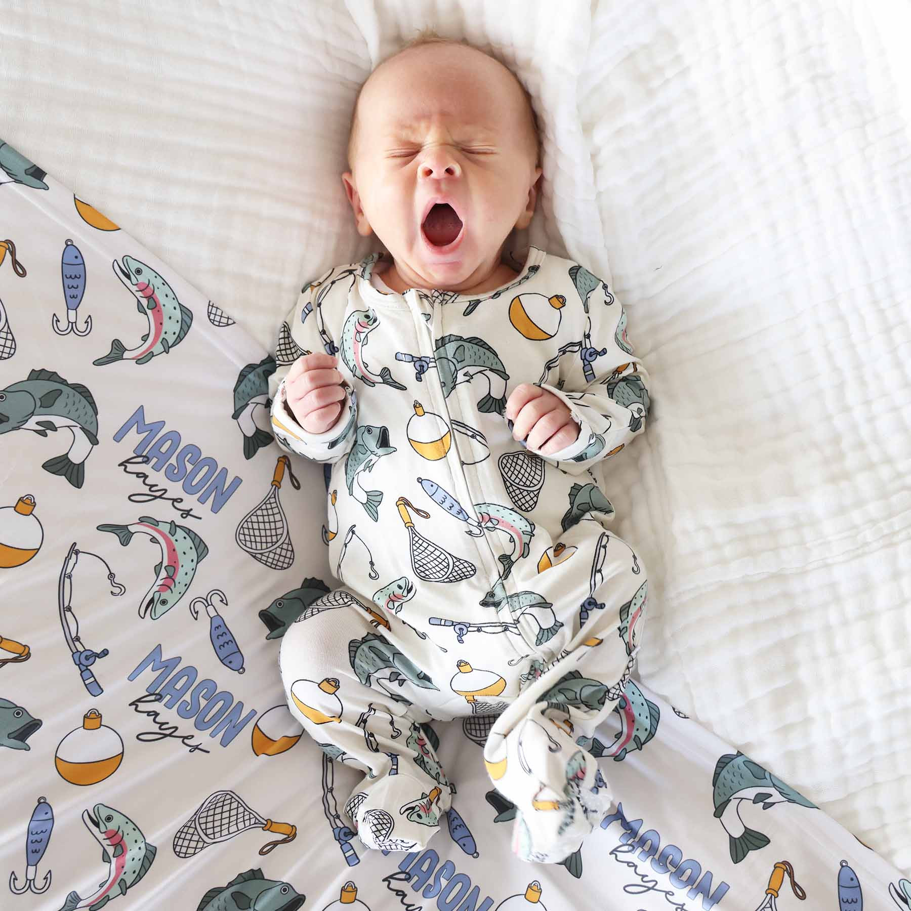 Catch of the Day Zipper Footie | Caden Lane