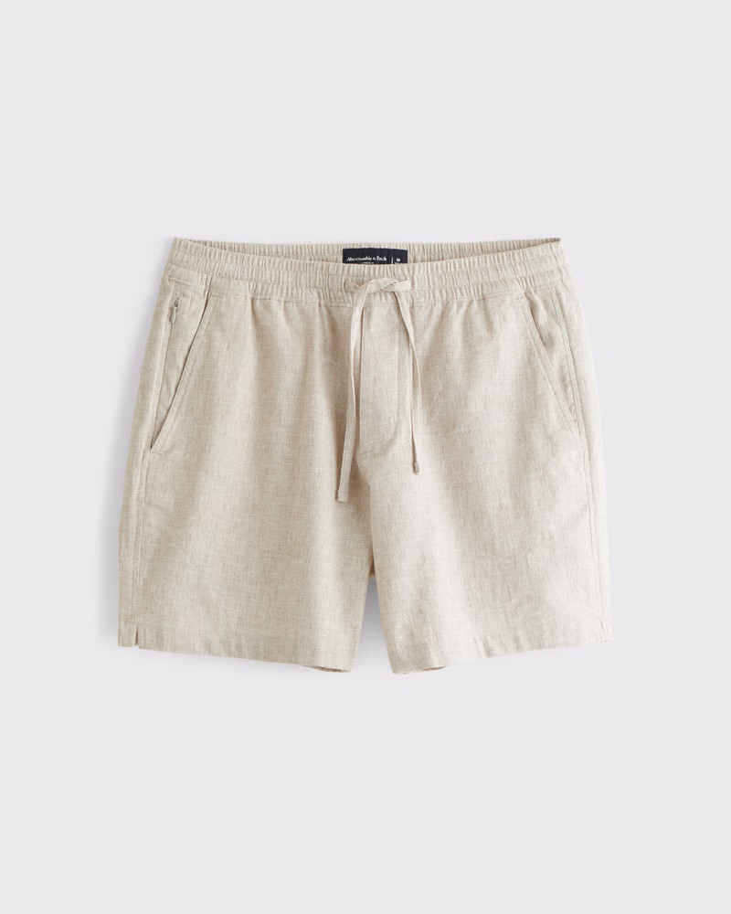 Linen-Blend Pull-On Short | Abercrombie & Fitch (US)