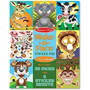 Melissa & Doug Make-a-Face Sticker Pad - Crazy Animals, 20 Faces, 5 Sticker Sheets | Amazon (US)