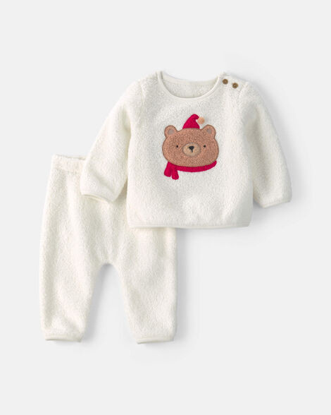 Baby 2-Piece Bear Fleece Long-Sleeve Top & Pant Set - Cream | Carter's | Carter's Inc