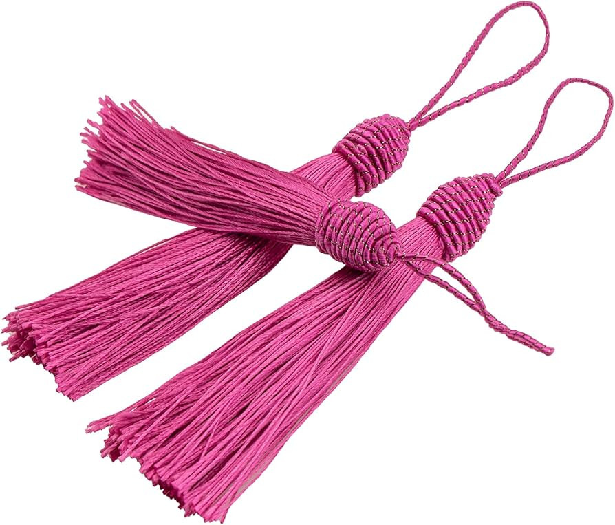VAPKER Bookmark Tassels 20Pcs 15cm/6 Inch Dark Pink Tassels with Pineapple Head Sewing Tassels Si... | Amazon (US)