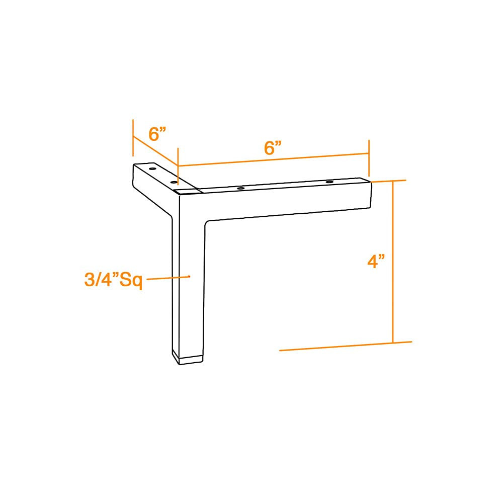 AKB Hardware Set of 4 Modern Square Metal Tube Furniture Legs - Sleek Metal Design, Durable and S... | Amazon (US)